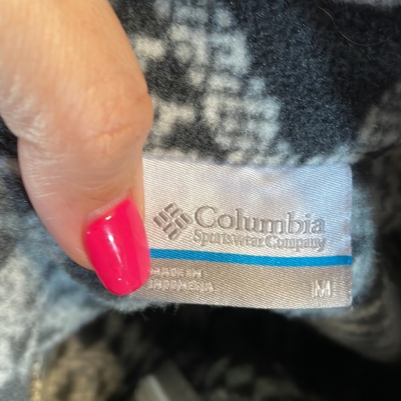 COLUMBIA women’s fleece zip up jacket Aztec tribal print gray white like new Med - Picture 8 of 13